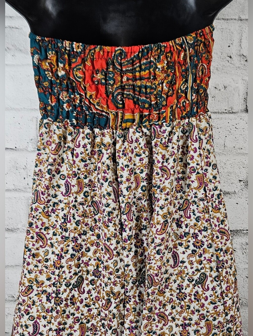 Alchemy Fashions Recycled Sari Strapless Boho Midi Dress  XLG - Picture 9 of 15